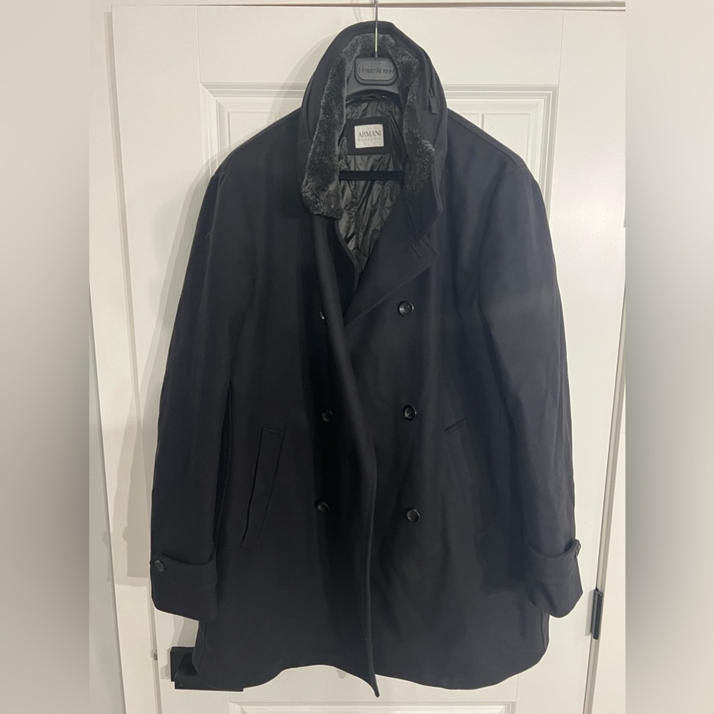 Armani collection winter over coat with fur collar